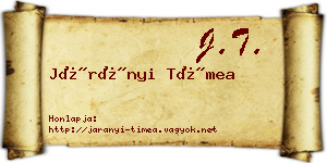 Járányi Tímea névjegykártya